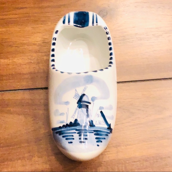 Vintage DELFT clog shoe ashtray planter blue white - Picture 3 of 8